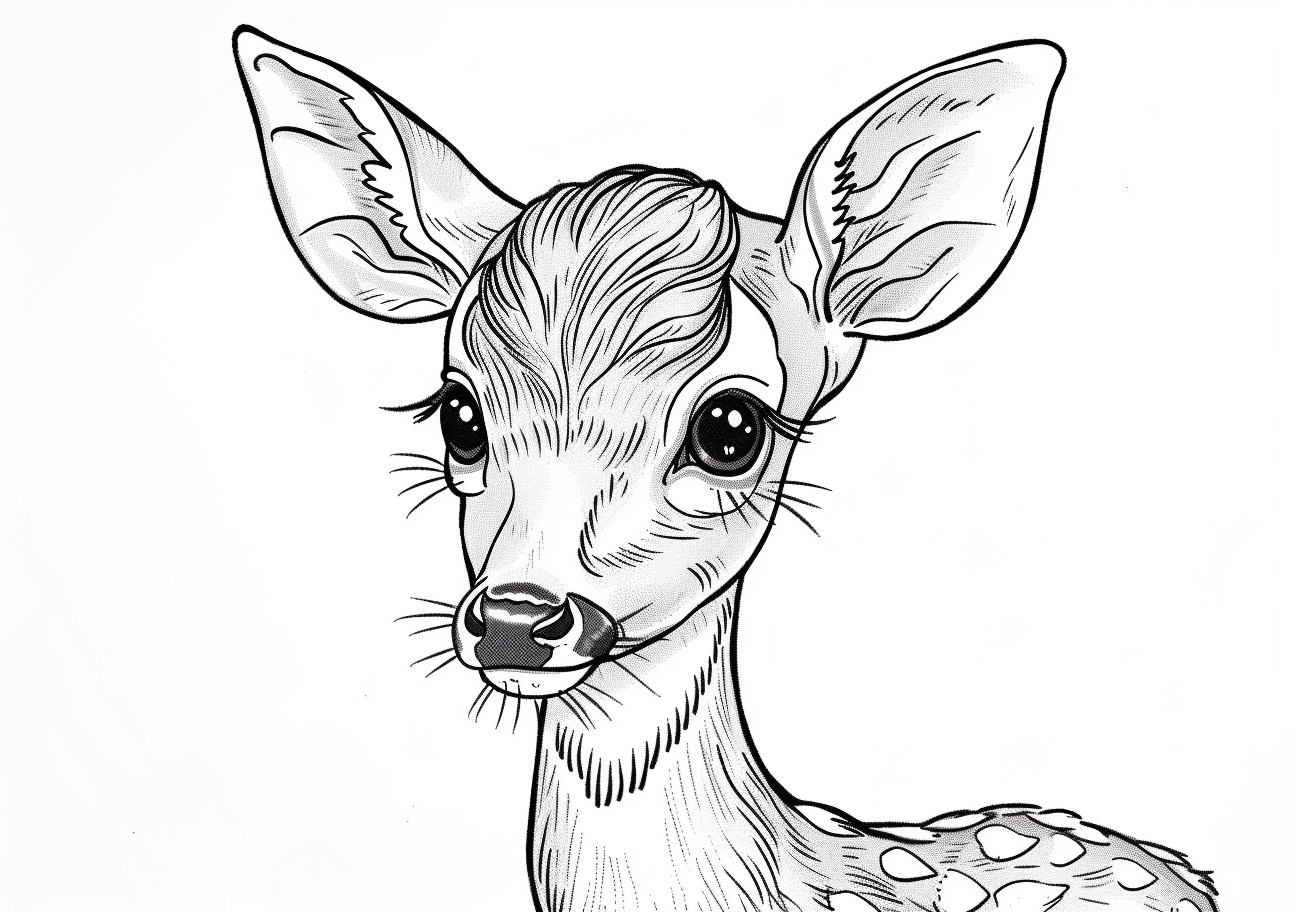 Baby Deer Coloring Pages, Face of Baby Deer