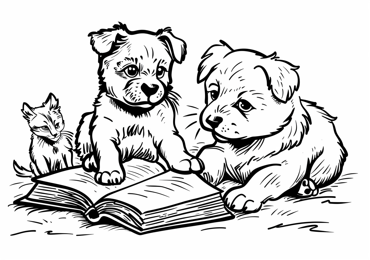 Pet Coloring Pages, Pet reading book