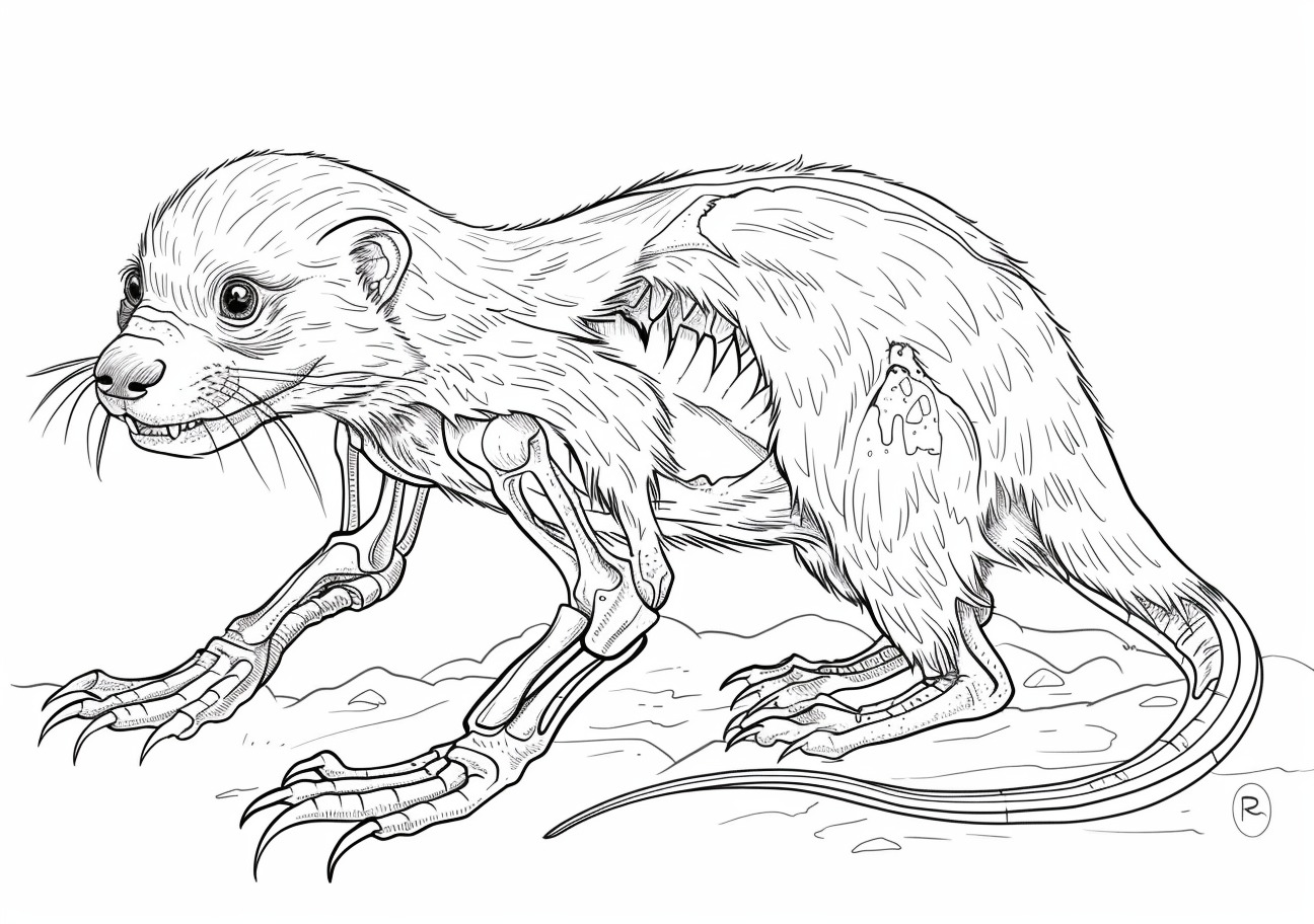 Ferret Coloring Pages, Ferret zombie