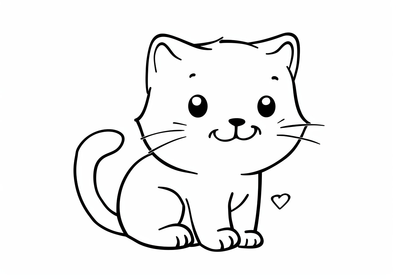 Cute Cat Coloring Pages, Funny cartoon cat