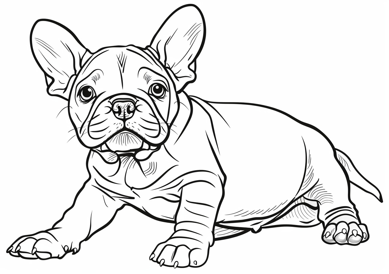 French Bulldog Coloring Pages, Cartoon french bulldog