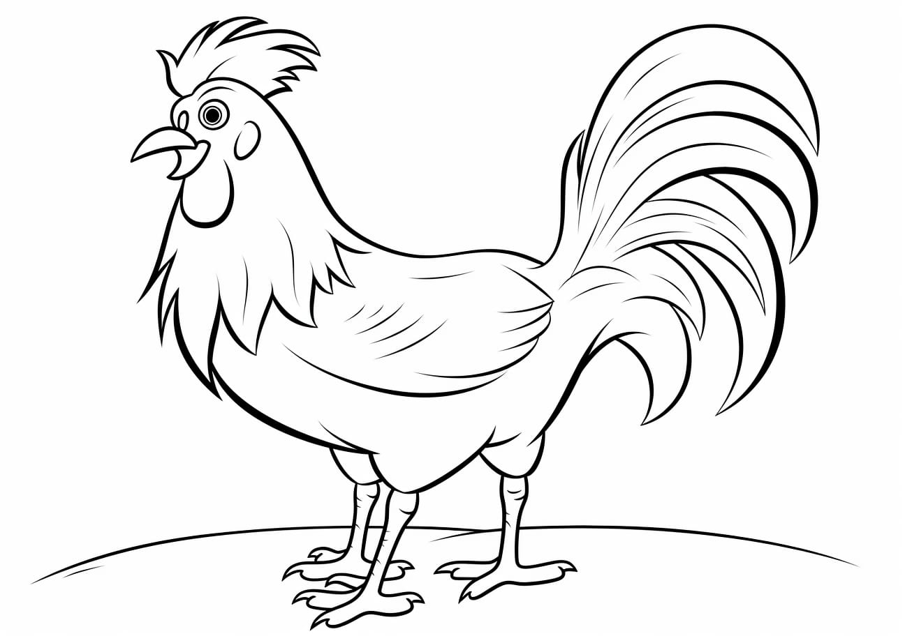 Rooster Coloring Pages, Cartoon rooster