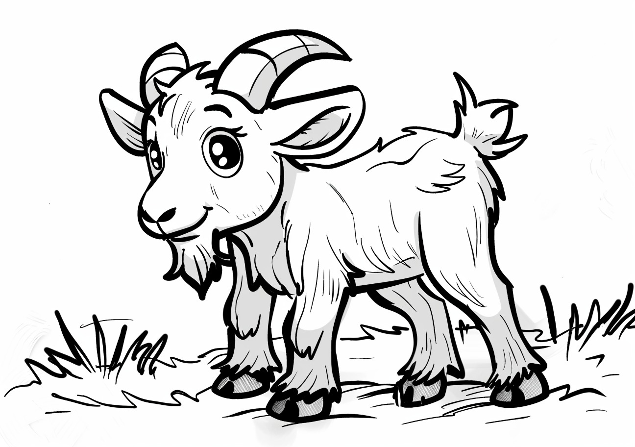 Goat Coloring Pages, Cartoon child goat