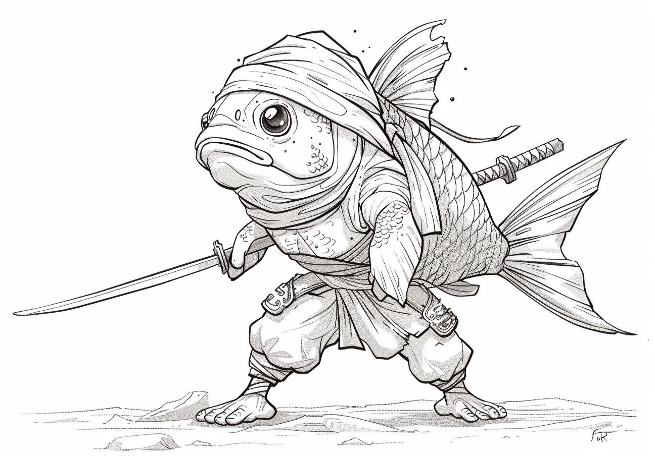 Goldfish Coloring Pages, Goldfish ninja