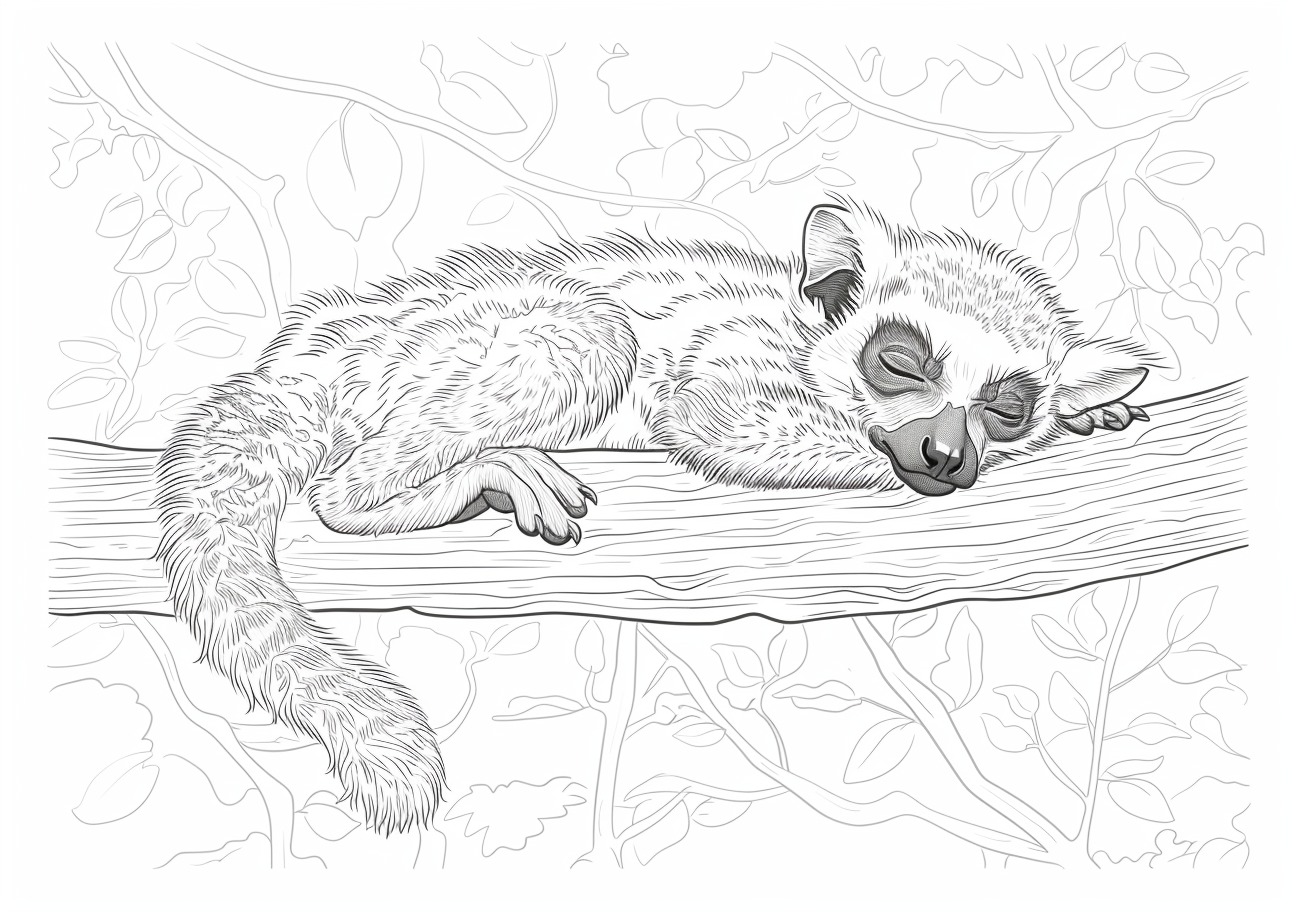 Lemur Coloring Pages, Lemur sleeping