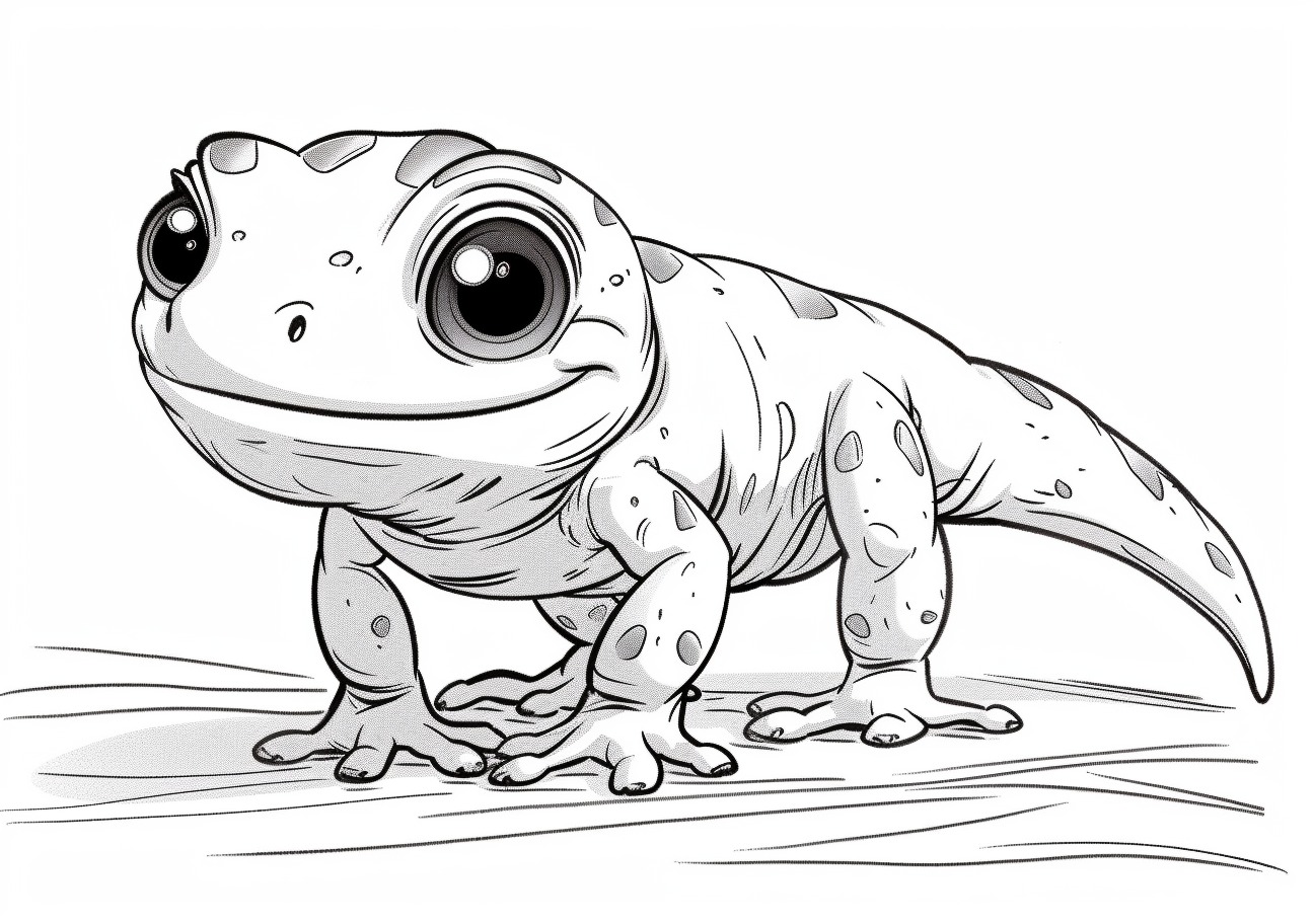 Reptiles and Amphibians Coloring Pages, Cartoon newt