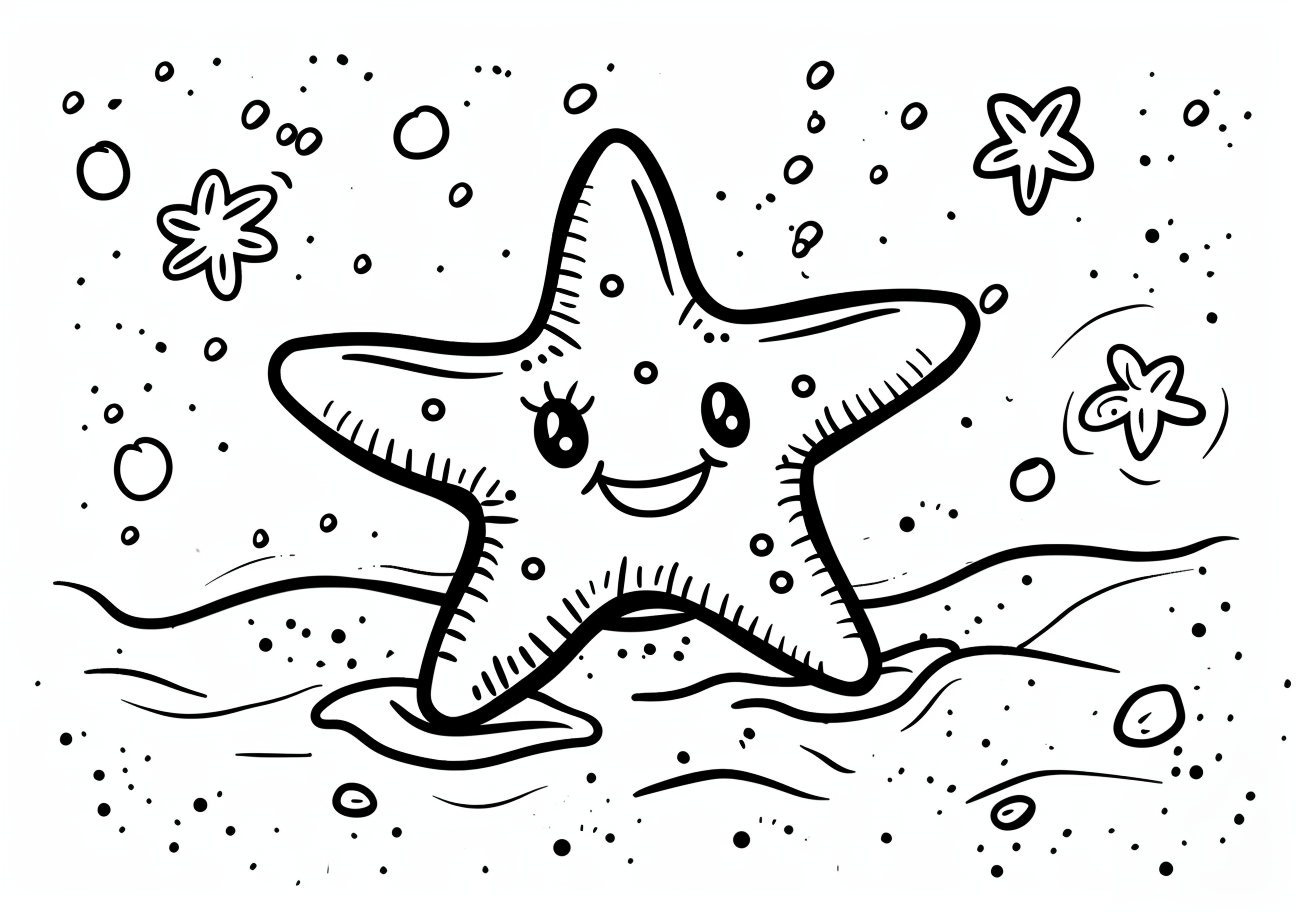 Sea animals Coloring Pages, Cartoon starfish