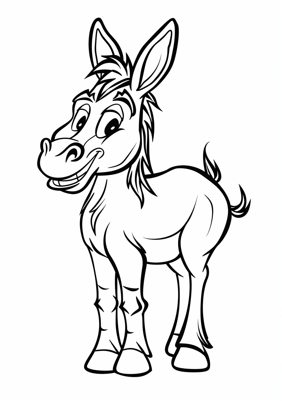 Farm Animals Coloring Pages, Cartoon donkey