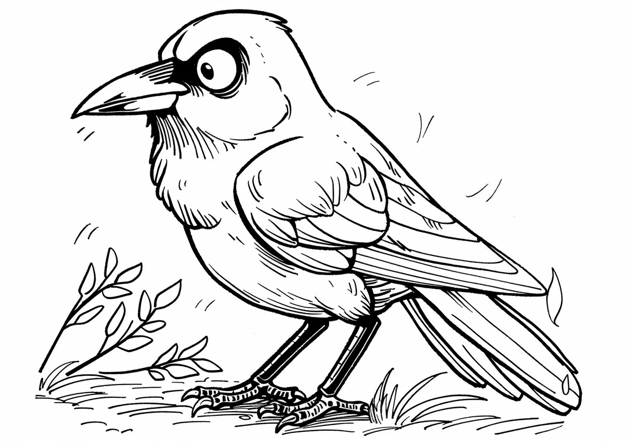 Birds Coloring Pages, Cartoon crow