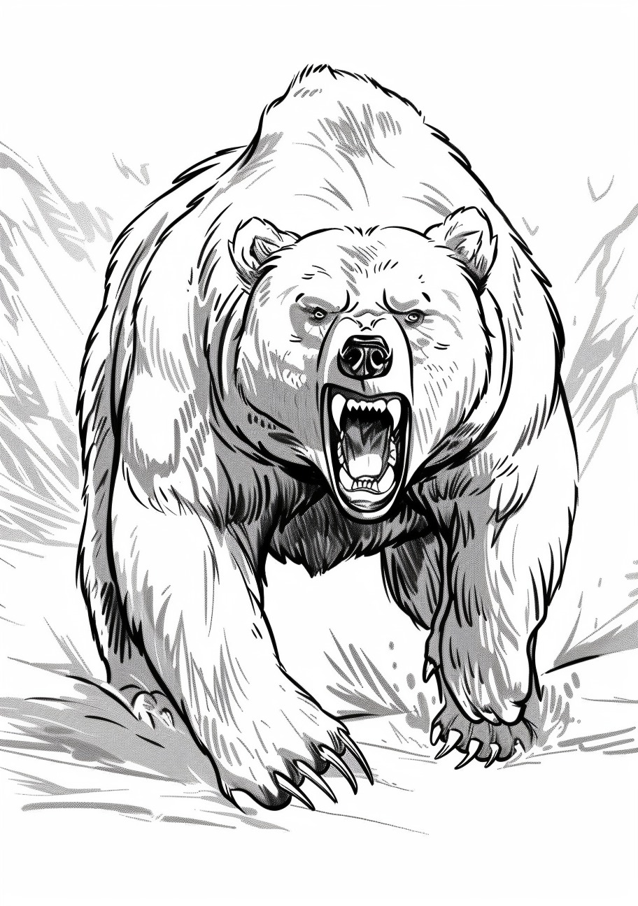 Grizzly bear Coloring Pages, Grizzly bear angry