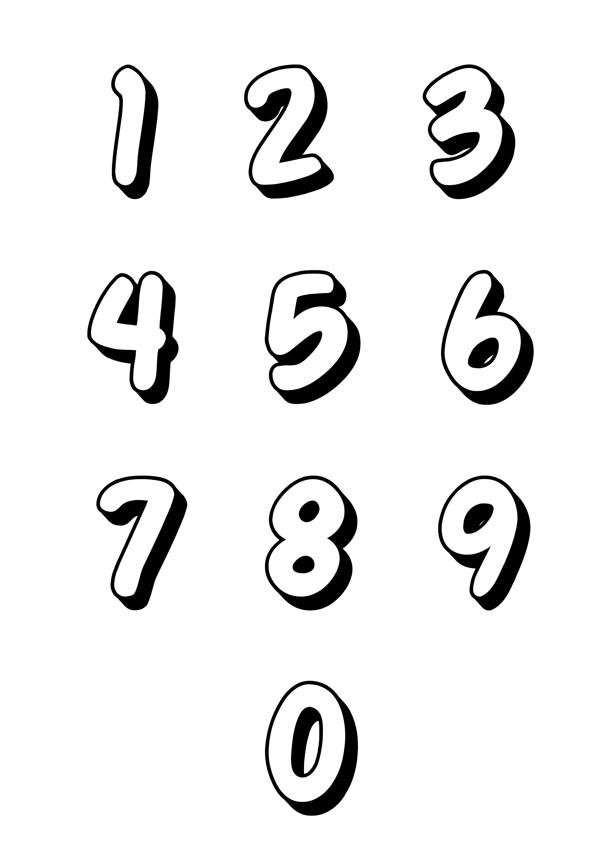 Numbers Coloring Pages, Numbers 1, 2, 3, 4, 5, 6, 7, 8, 9, 0 coloring page