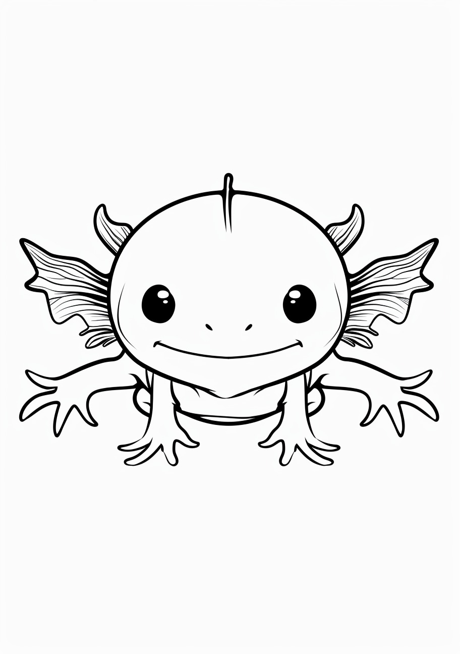 Axolotl Coloring Pages, Kawaii axolotl