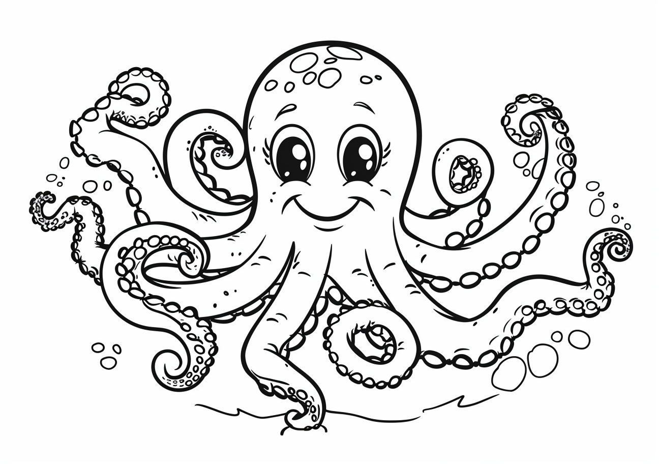 Sea animals Coloring Pages, Cartoon octopus