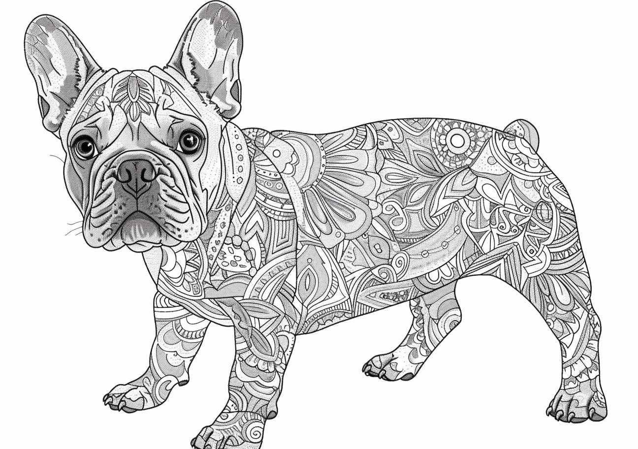 French Bulldog Coloring Pages, Mandala French Bulldog