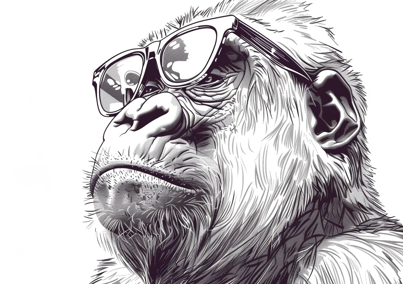 Gorilla Coloring Pages, Gorilla with glasses