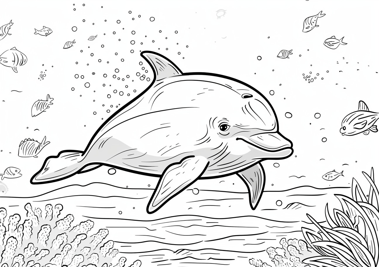 Ocean Coloring Pages, Cute dolphin