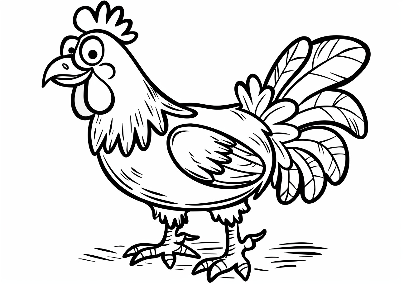 Rooster Coloring Pages, Cartoon rooster smile