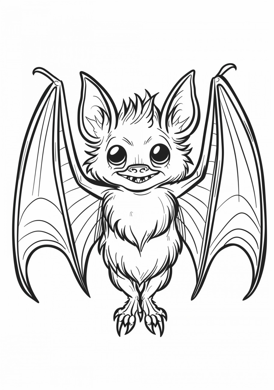 Bat Coloring Pages, Smile cartoon bat