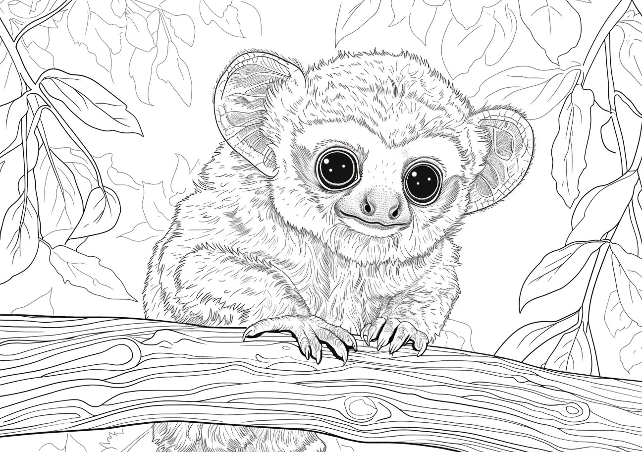 Primates Coloring Pages, Cute loris