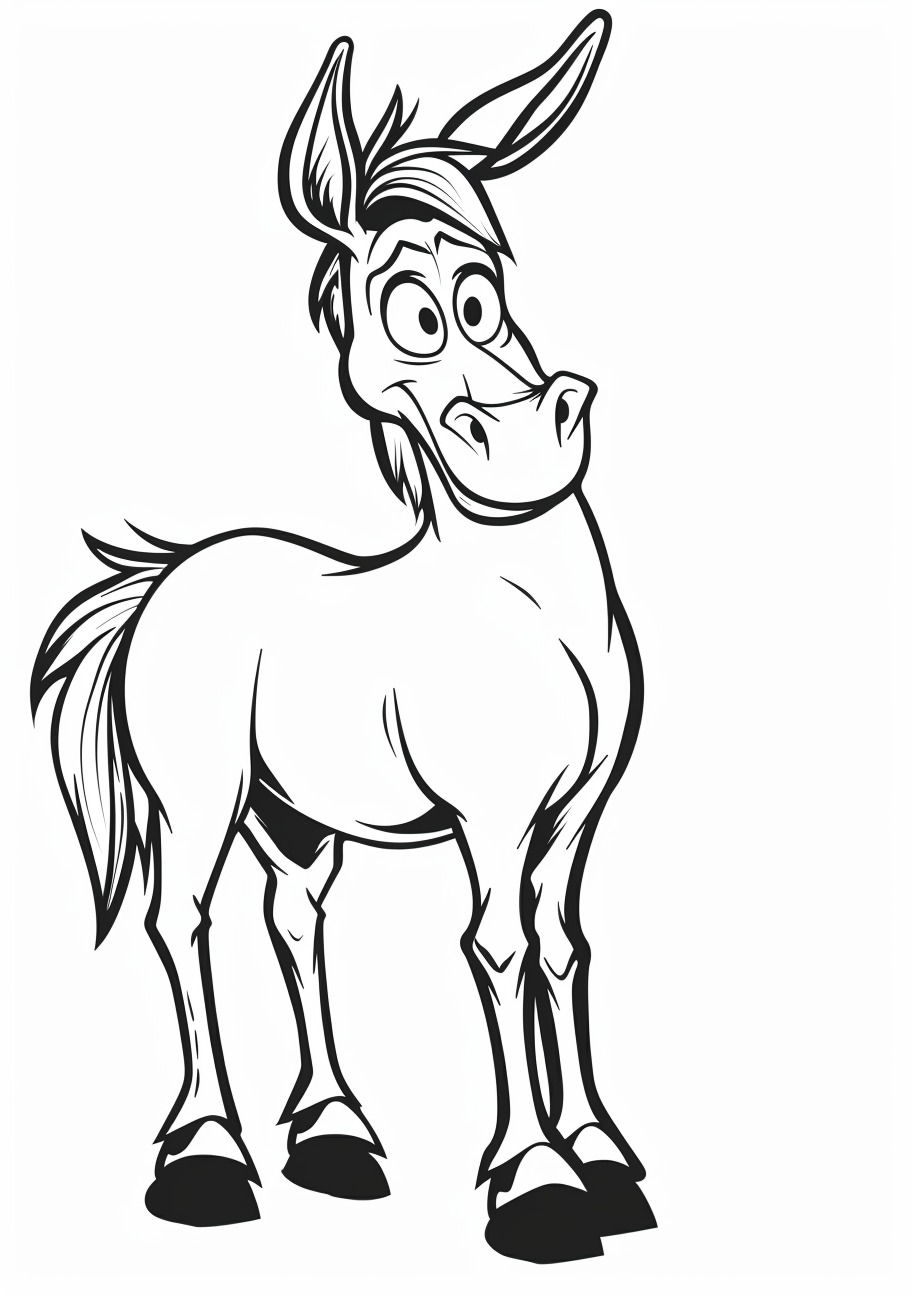 Mules Coloring Pages, Happy cartoon mule