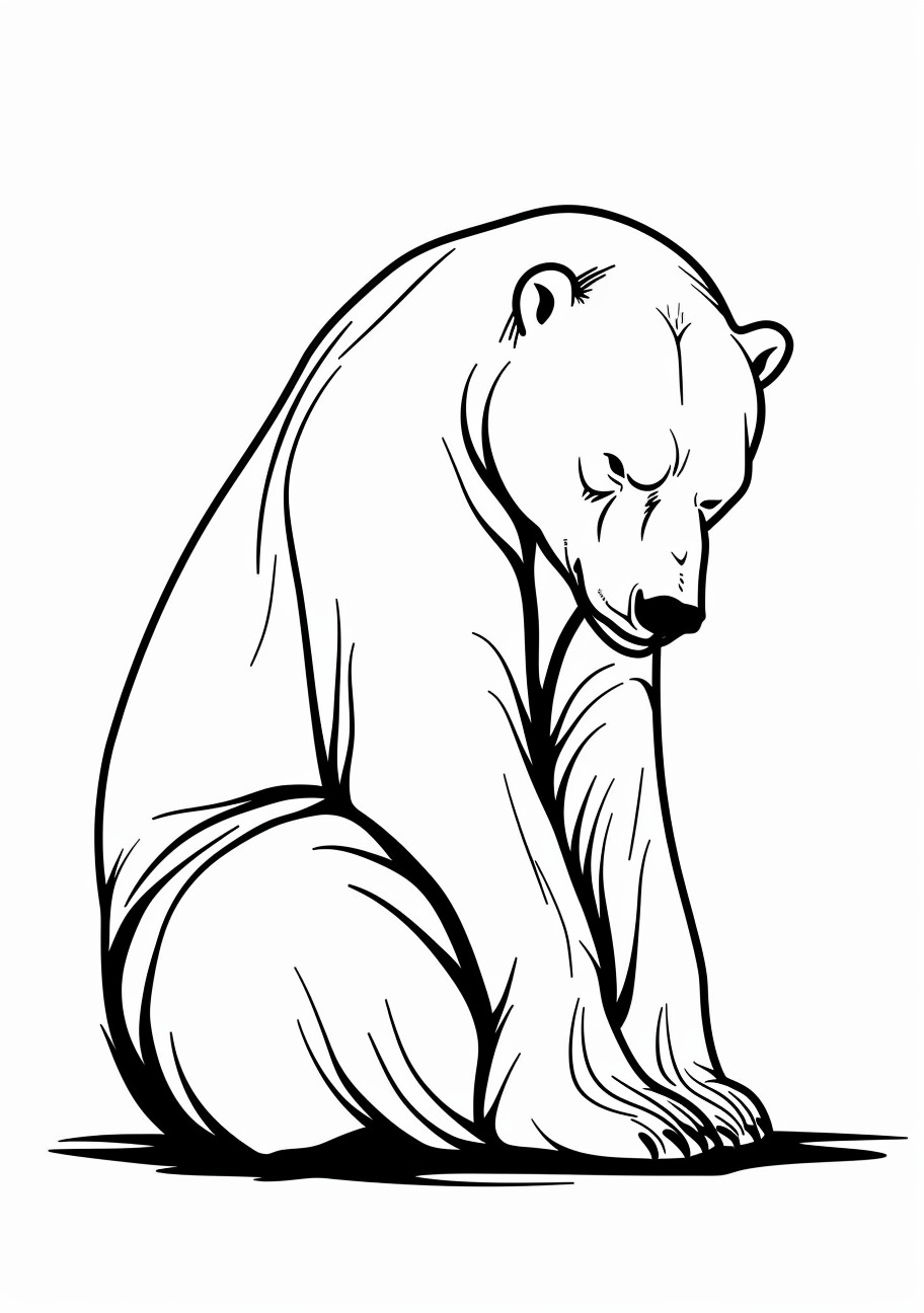 Polar Bear Coloring Pages, Sad Polar Bear