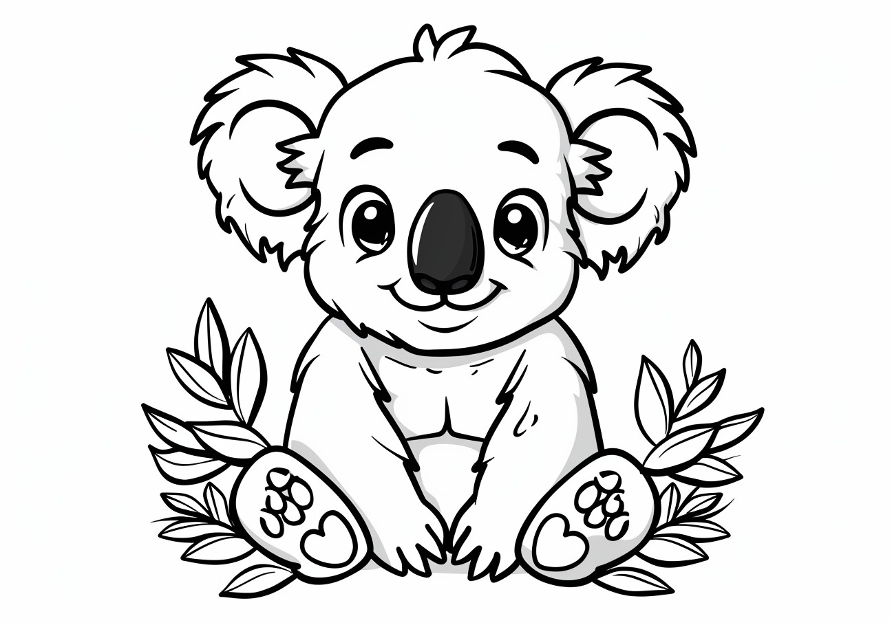 Zoo animals Coloring Pages, Cute cartoon coala