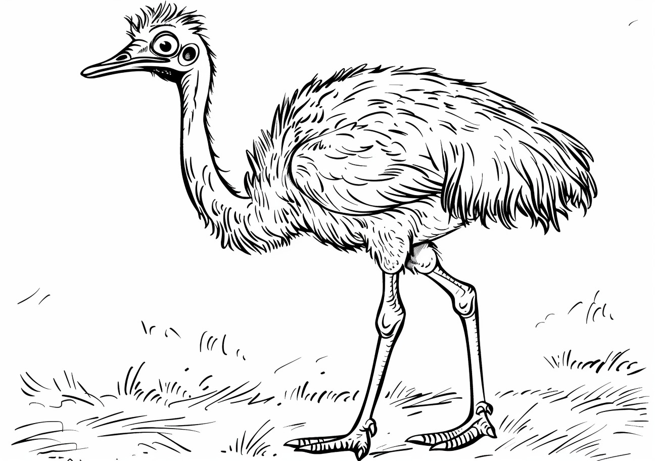 Ostrich Coloring Pages, Cartoon ostrich