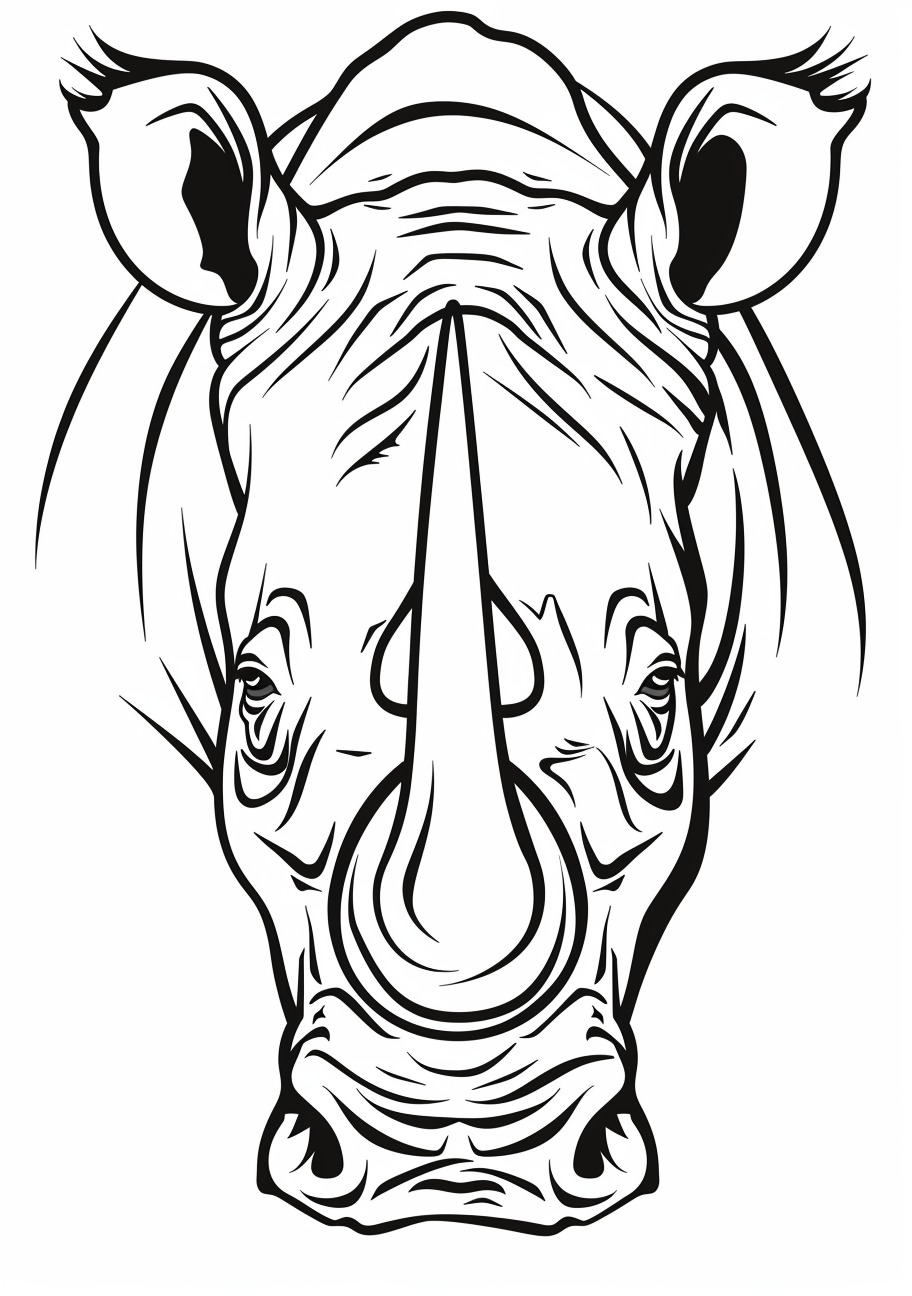 Rhino Coloring Pages, Face Rhino