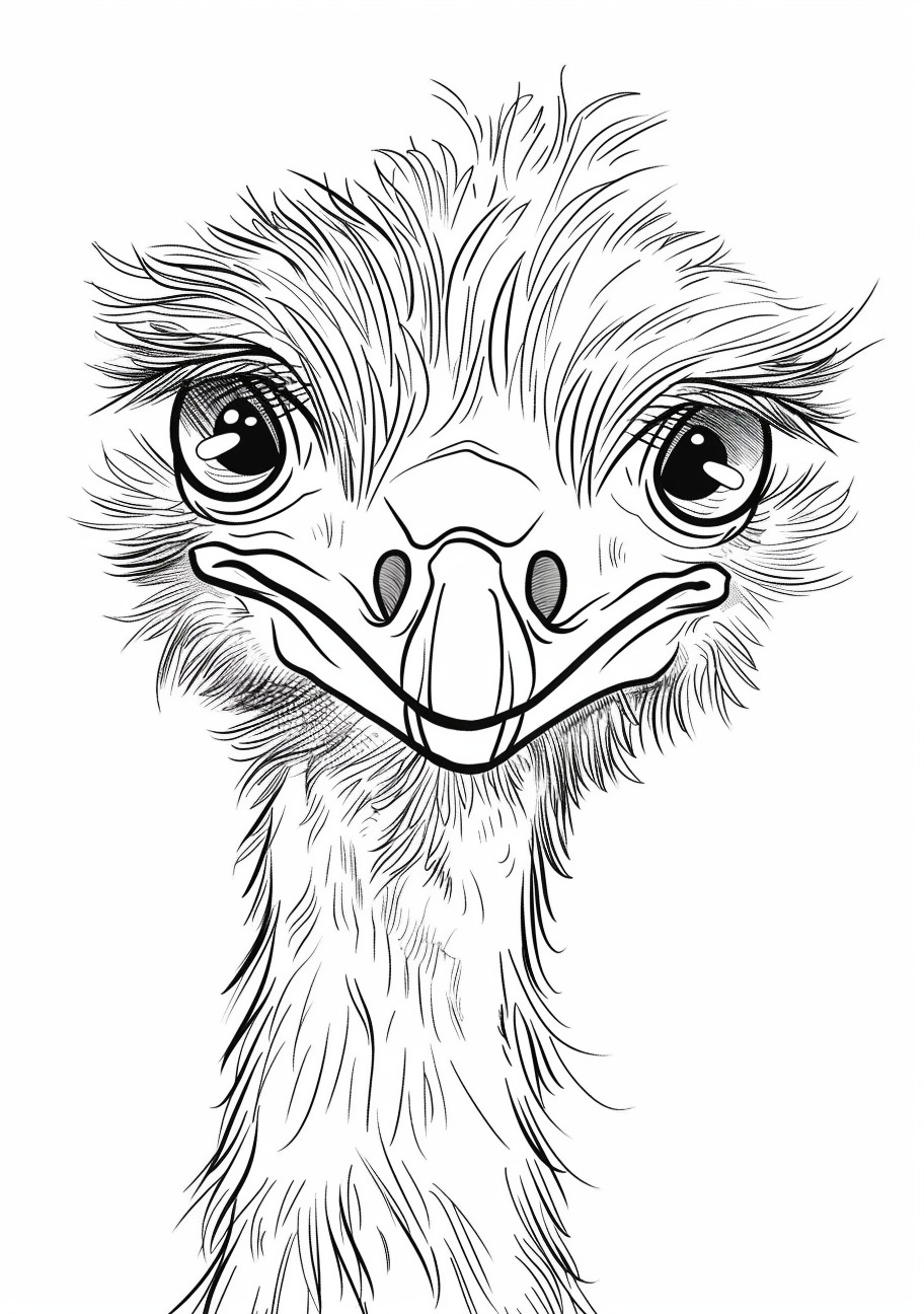 Ostrich Coloring Pages, Ostrich face