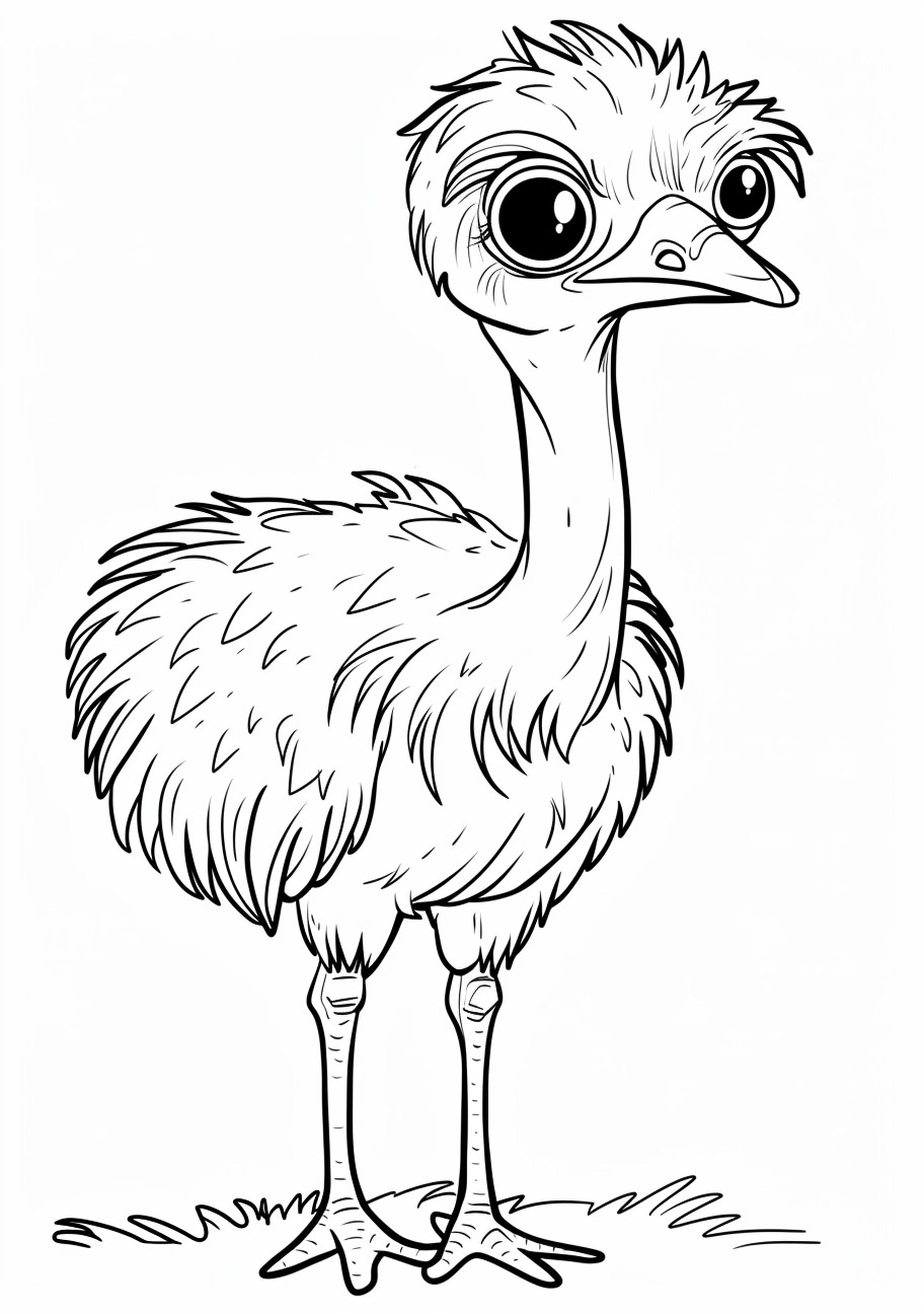 Ostrich Coloring Pages, Kawaii ostrich