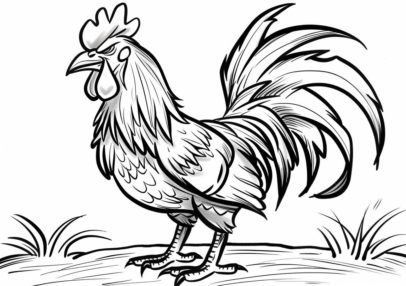 Rooster Coloring Pages, Angry rooster