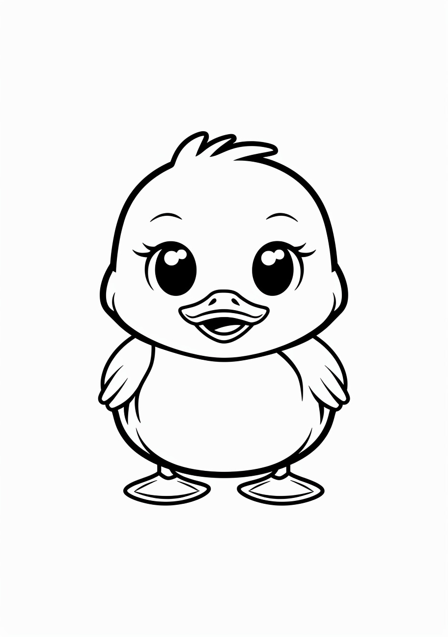 Ducks Coloring Pages, Kawaii duck