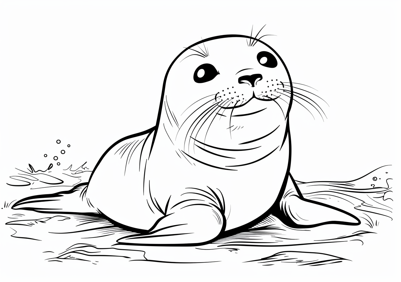 Sea animals Coloring Pages, Cartoon seal