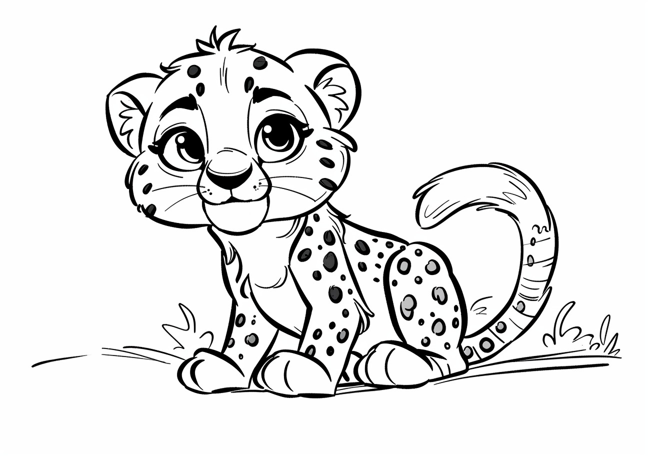 Cheetah Coloring Pages, Kawaii cheetah