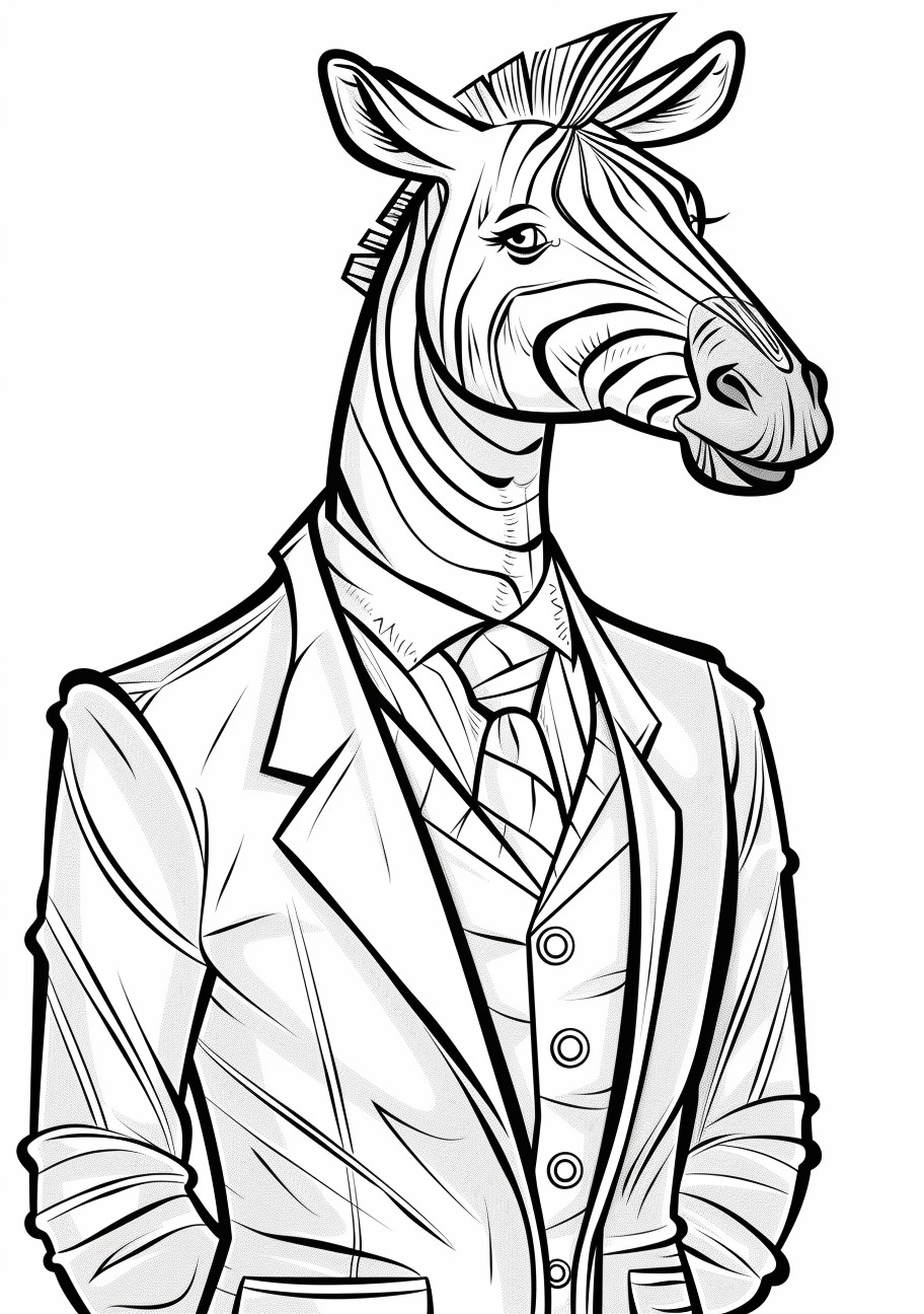 Zebra Coloring Pages, Zebra in suit