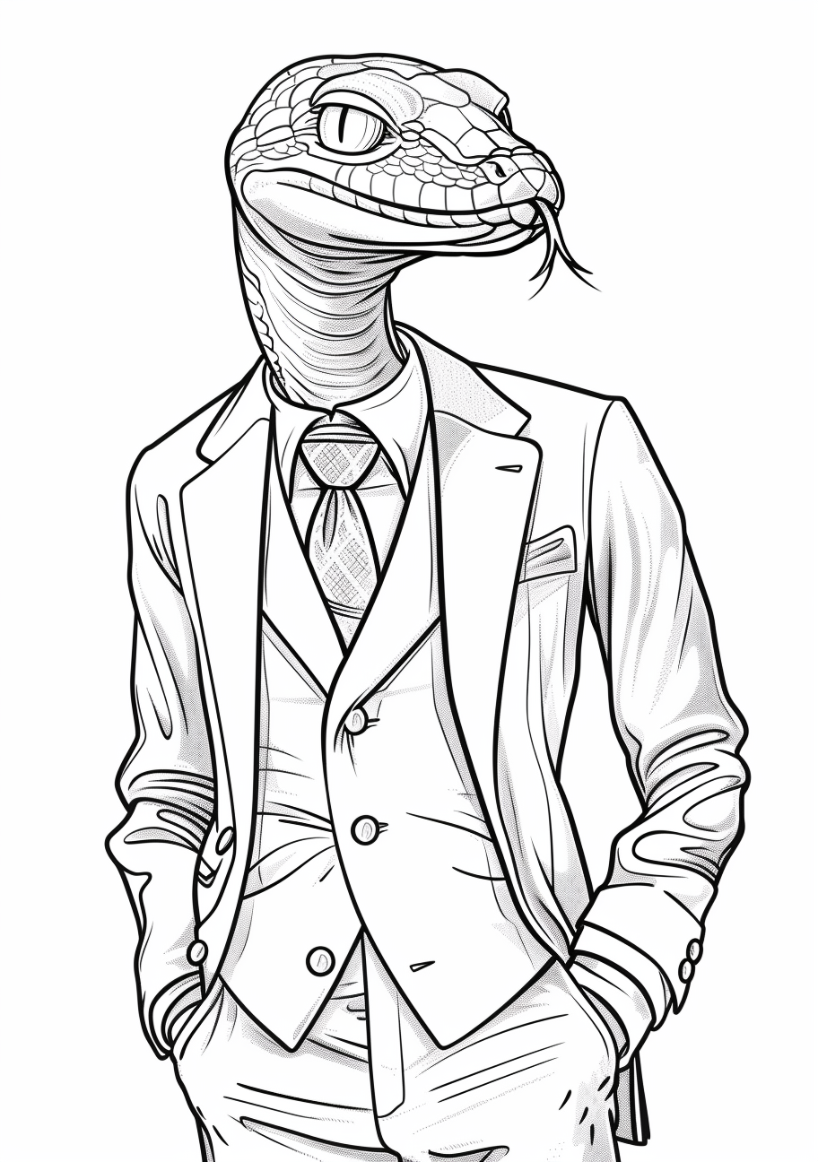 Snake Coloring Pages, Snake in suit