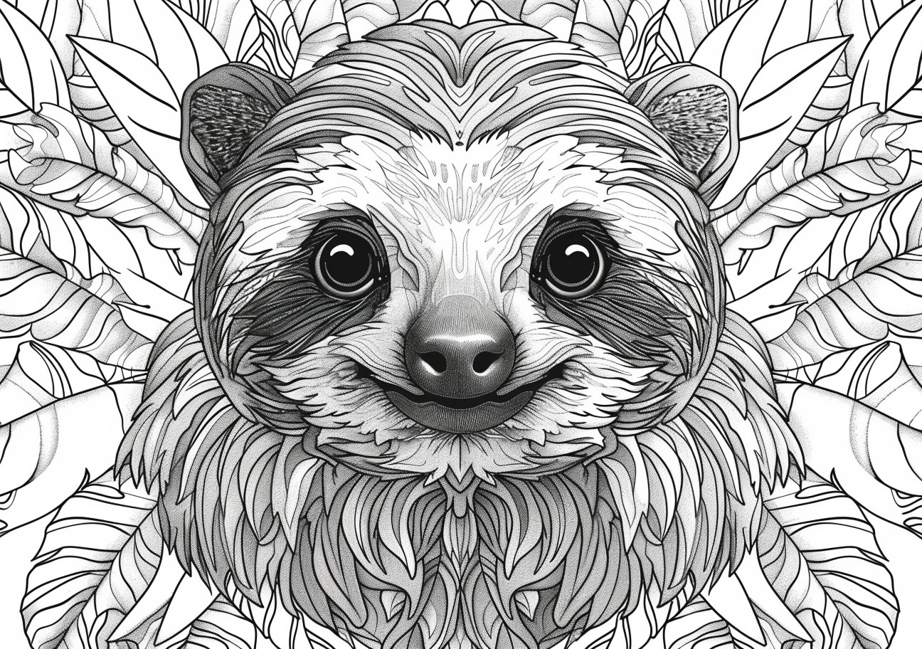 Sloth Coloring Pages, Mandala Sloth