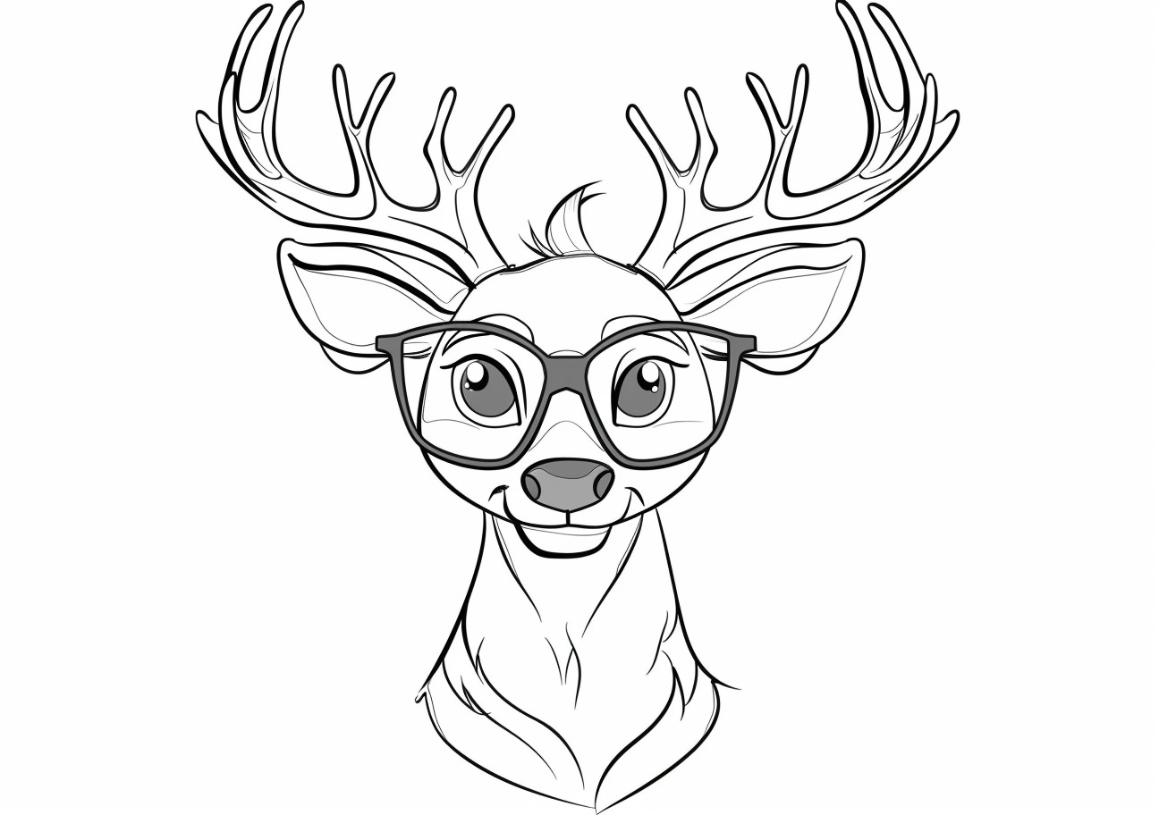 Deer Coloring Pages, Deer with glasses