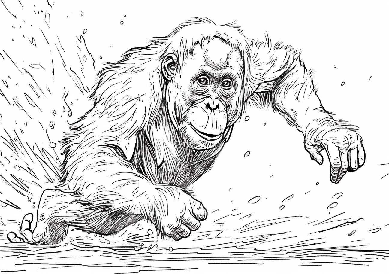 Orangutan Coloring Pages, Orangutan run