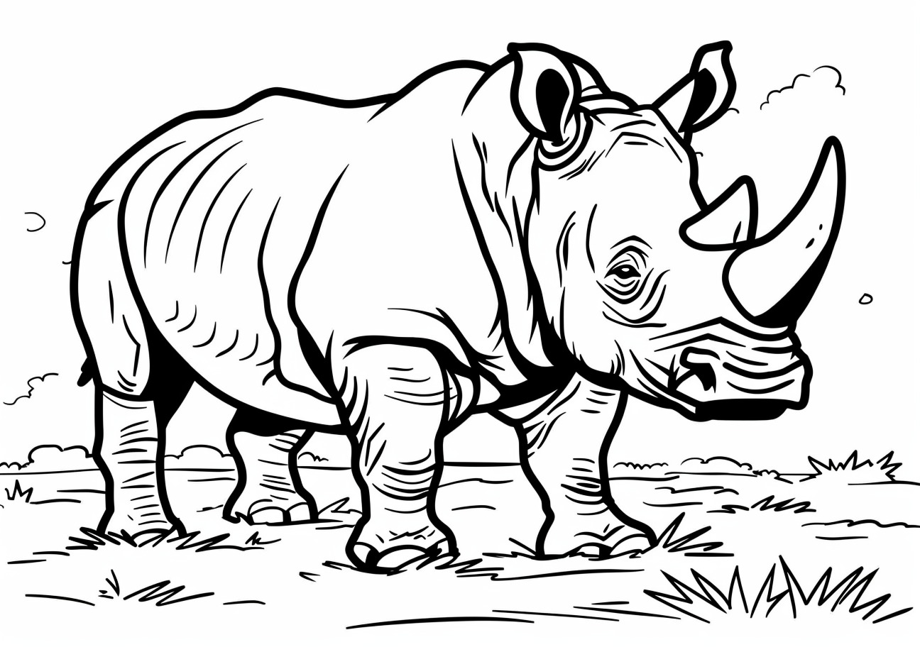 Rhino Coloring Pages, Cartoon Rhino