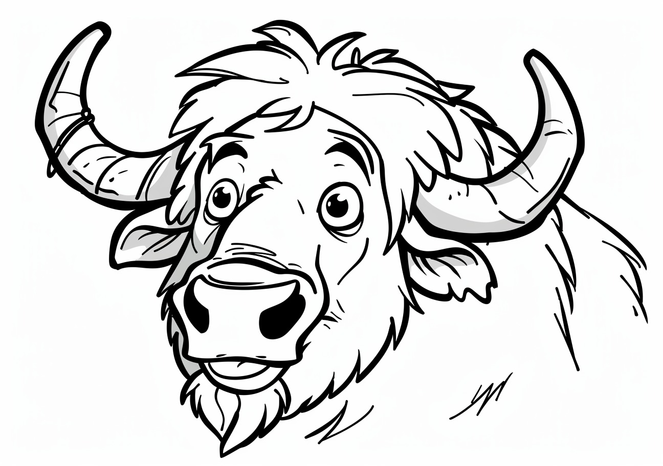 Buffalo Coloring Pages, Cartoon buffalo smiling