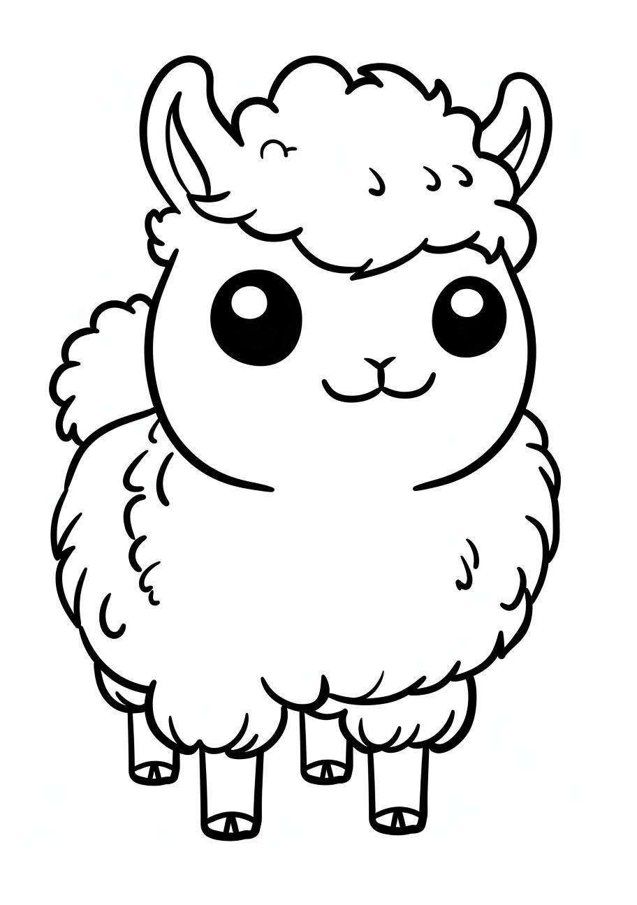 Alpaca Coloring Pages, Kawaii alpaca