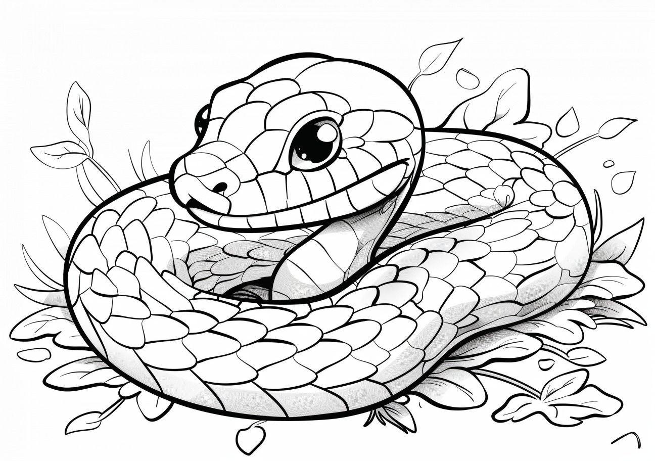 Reptiles and Amphibians Coloring Pages, Grass snake