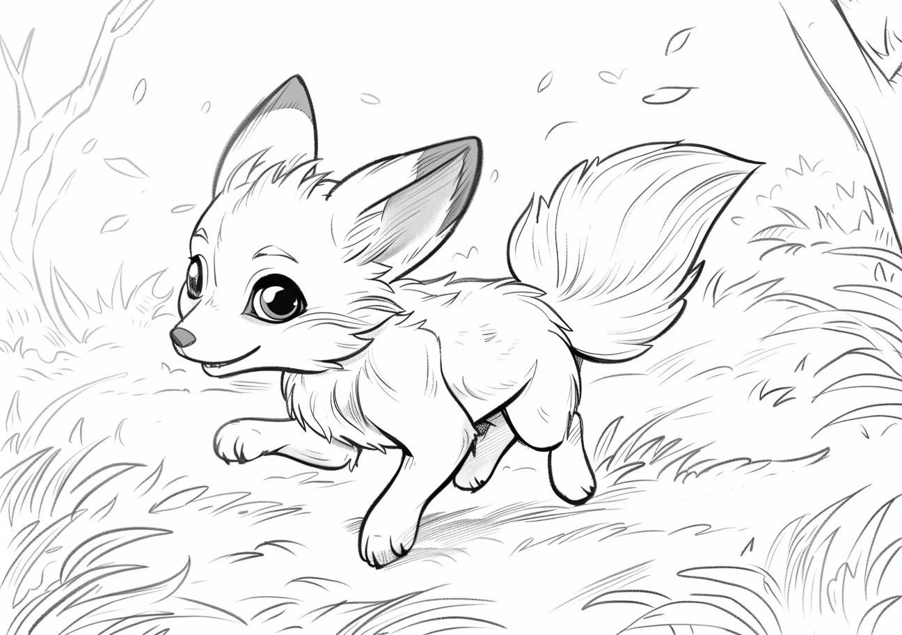 Cute Fox Coloring Pages, Cute Fox running