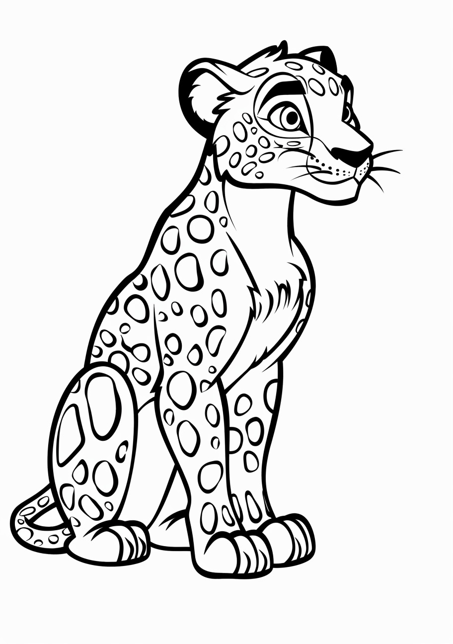 Leopard Coloring Pages, Leopard in cartoon style