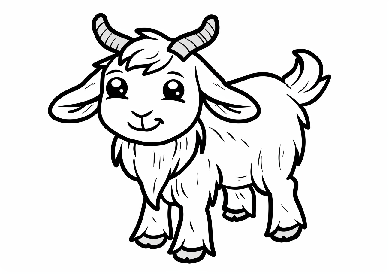 Goat Coloring Pages, Kawaii goat