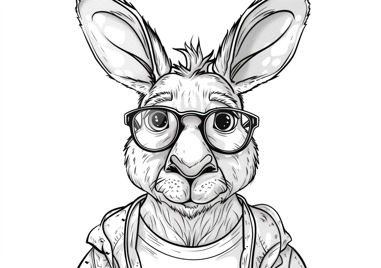 Kangaroo Coloring Pages, Kangaroo with glasses