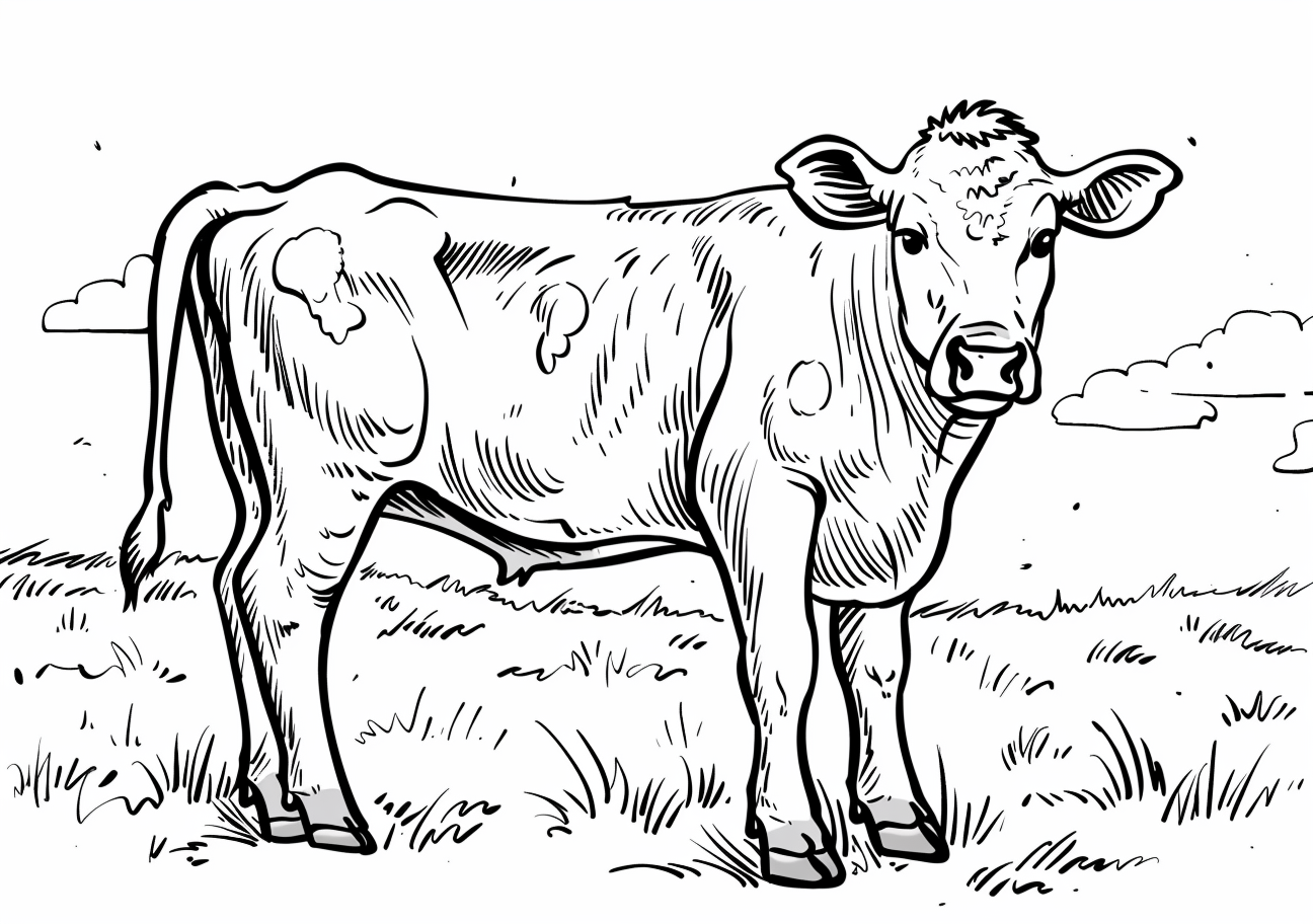 Mammals Coloring Pages, cute calf stand on grass