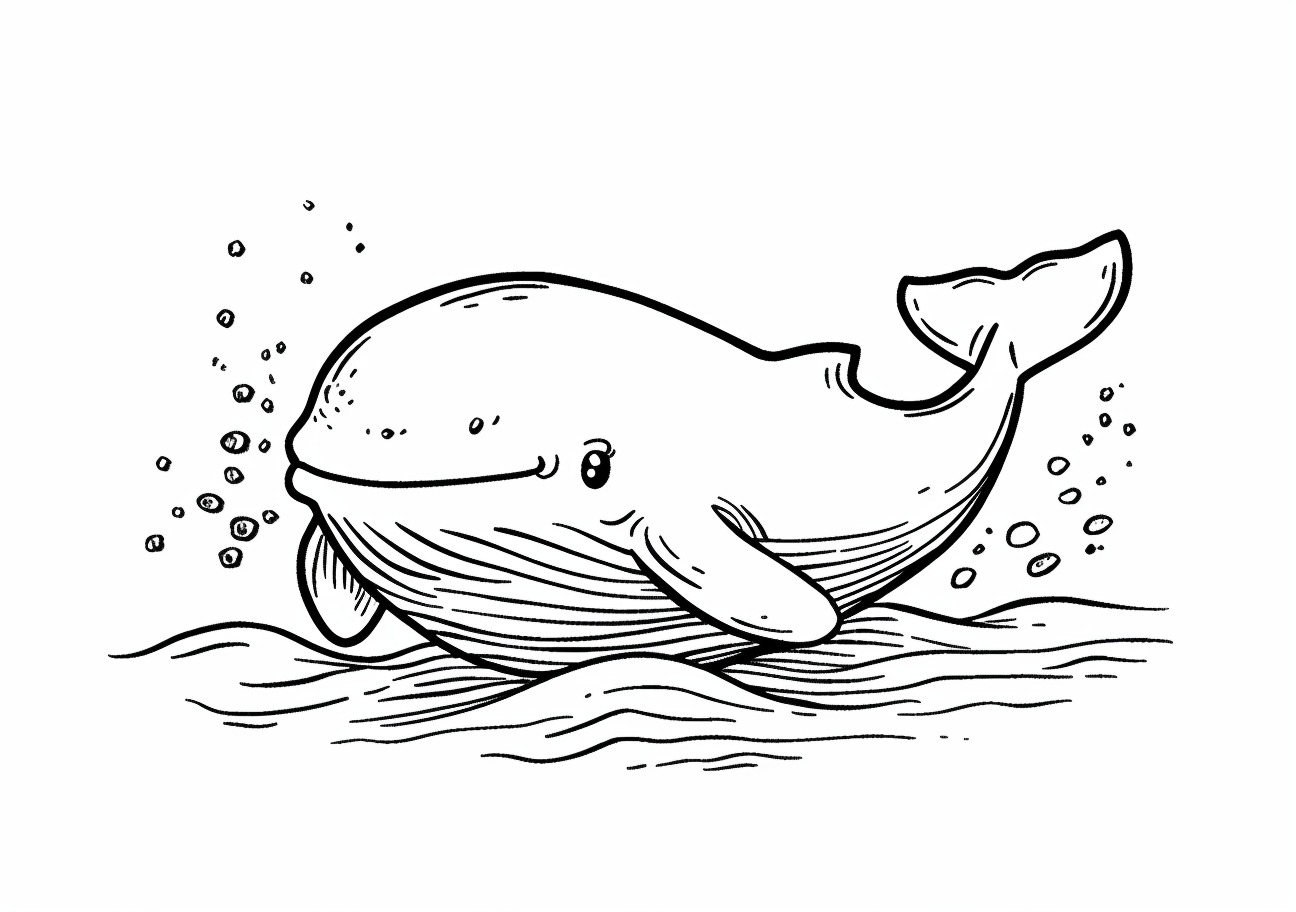 Whale Coloring Pages, Cartoon whale