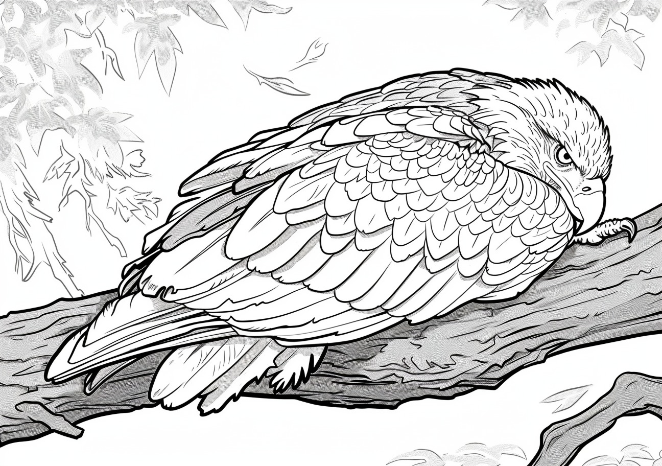 Eagle Coloring Pages, Sleeping eagle